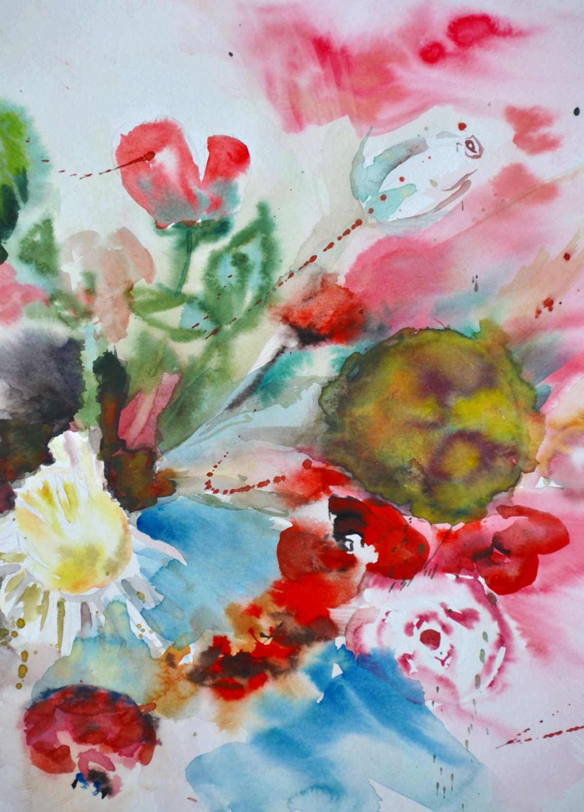 MARGARET AND ROSES - BLUE, RED, YELLOW